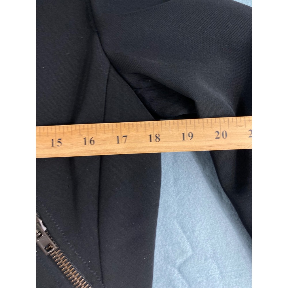 Armani Exchange Moto Trench Coat M Black Asymmetrical Zip Biker Jacket Modern - Picture 8 of 11